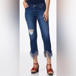 Cato Low Rise Frayed Hem Blue Jeans